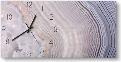 Produktbild von DEQORI Glasuhr 60x30 cm Zahlen 'Helle Achatschicht' Wanduhr Glas Uhr Design leise