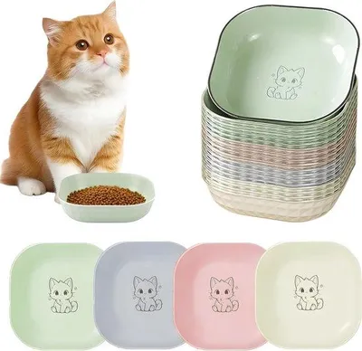 Produktbild von Kattenvoerbakset aus Holz für kurze und lange Katzen