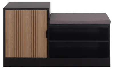 Produktbild von Schuhbank Dana Schwarz mit Sitzpolster, 4 Fächer, Holzoptik, 100 cm breit