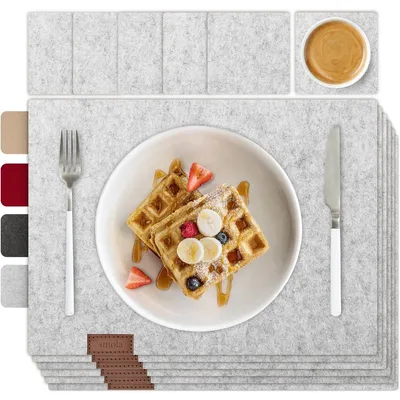 Produktbild von 12-teiliges Filz-Tischset mit Untersetzern und Tischsets