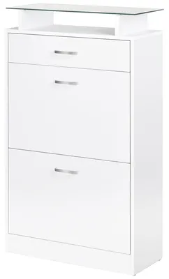 Immagine prodotto di Armadio per scarpe - Porta scarpe - Contenitore per scarpe - Mobiletto per scarpe - Armadietto contenitore - Con 2 ante a battente e un cassetto