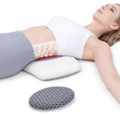 Produktbild von Lendenkissen Memory Foam, ergonomisches Rückenkissen höhenverstellbar, orthopädisches Lendenstützkissen mit waschbarem Bezug für Bett & Sofa