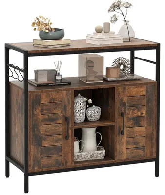 Image de Meuble de rangement en bois - Buffet - Armoire de cuisine - Meuble de buffet - Rangement - Style industriel - Étagères réglables