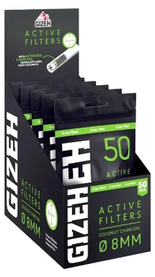 Produktbild von Gizeh Active Filter 8mm 5x 50 Stück Aktivkohle aus Kokosnussschalen