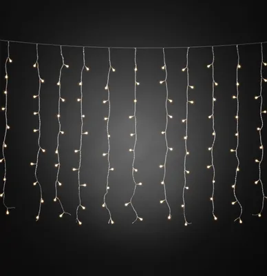 Image de Konstsmide - Rideau lumineux à LED, avec globes blancs, 400 diodes blanc chaud, transfo extérieur 24V, câble transparent ; 3675-103