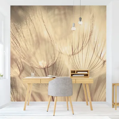 Produktbild von Fototapete Blumen - Vliestapete - Bildtapete UV-beständig Pusteblume gelb Motiv Wandtapete geruchsfrei
