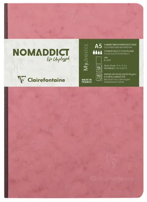 Produktbild von Clairefontaine 5x Notizbuch A5, Leinenrücken, 96 Bl blanko 90g Antikrosa 795406C