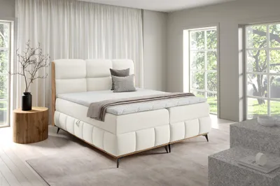 Produktbild von Boxspringbett Schlafzimmerbett CHARLIE PREMIUM 160x200cm Stoff Fibi Ecru