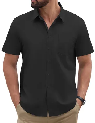 Imagen del producto de Solidchoice - Camisa Oxford de manga corta para hombre con cuello tipo camisa