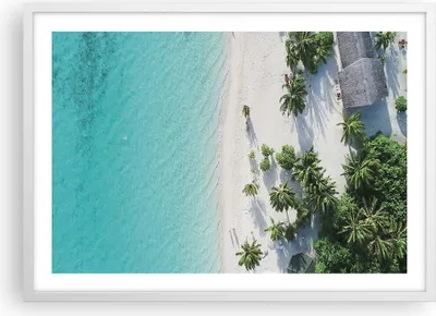 Produktbild von Gerahmtes Poster - Weißer Rahmen - Luftaufnahmen himmlisch Strand - 70x50 cm - Wand Bild - Wanddeko - Wandbilder - Kunstposter - Wandposter - Bilderrahmen - Bilder - Kunstdruck - P2WAA70x50-4532