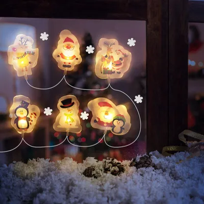 Produktbild von Weihnachts-LED-Lichterkette - Gel-Fenstersticker - 6 LEDs - 2 x AA