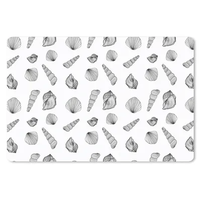 Produktbild von MuchoWow® Mauspad Mousepad Muschel - Schwarz und Weiß - Design 27x18 cm - Mousepads - Maus Mat - Pad - Mausunterlage - Büroartikel - Desk Matten