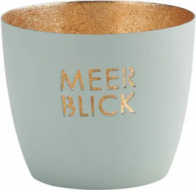 Immagine prodotto di Gift Company Windlicht Madras Meerblick M, Teelichthalter, Kerzenhalter, Eisen, Pastellblau, Gold, 8.5 cm, 1092404078