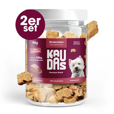 Produktbild von KAUDAS Hundesnack RinderleberPur - 2× 90g gefriergetrocknete Rinderleber - 300g Rohgewicht