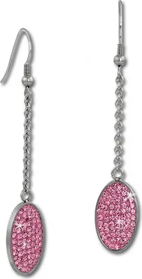 Produktbild von Amello Edelstahl Ohrhänger Damen Zirkonia Ohrringe silber rosa Oval ESOS09A
