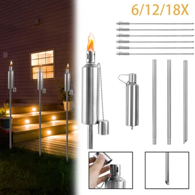 Produktbild von TANYEAR Gartenfackeln Edelstahl Outdoor, 6er Set, Ölfackeln für Draußen mit 330 ml Öltank