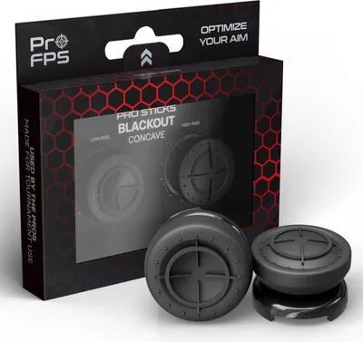 Produktbild von ProFPS Thumbsticks Aufsätze: PS5 Zubehör & PS4 Zubehör - Controller Sticks für Aimbot Genauigkeit - Optimales PlayStation Zubehör & PS5 Accessories für Esports (Blackout - Concave Set)