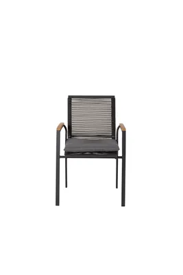Image de Dallas Chaise de jardin empilable, noir, naturel.