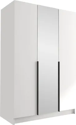 Produktbild von MIRJAN24 Kleiderschrank Calia II, Schlafzimmer, Drehtürenschrank, mit Kleiderstange, Modern, Garderobenschrank, Metallgriffe (Farbe: Weiß / Weiß + Schwarz)
