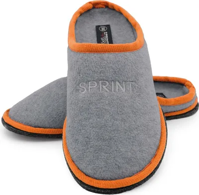 Produktbild von Pantoffeln aus Filz, Hausschuhe rutschfeste Slippers, Schluffen für Sie und Ihn, grau-orange Gr.39