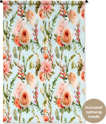 Produktbild von MuchoWow® Wandteppich Wandbehang Blumen - Rosen - Rosa 120x180 cm Tapisserie Dekoration Wandtuch - Schlafzimmer - Dekorationen für das Haus