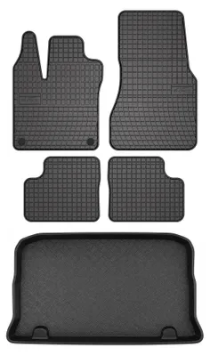 Produktbild von Gummimatten + Kofferraumwanne für Renault Twingo III 2014- (Standard-Kofferraum) – Schwarz, passgenau – Wielganizator SolidPRO