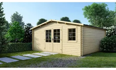 Image de Abri de jardin en bois - 25m2 - 5x5m - Ep. 28mm - Couleur: naturel - DOM591 - ALTANKA