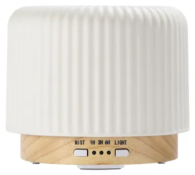 Produktbild von Aroma-Diffuser 200ml, Ultraschall-Luftbefeuchter, Keramik & Bambus, Timer & Auto-Off, Wellnesslicht