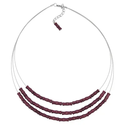 Produktbild von Kette Drahtkette 3-fach Knochenperle aubergine Kunststoffperlen 50cm lila 5mm
