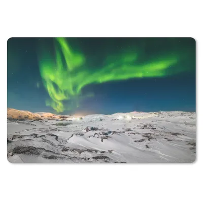 Produktbild von MuchoWow® Mauspad Mousepad Nordlichter - Berg - Schnee 27x18 cm - Mousepads - Maus Mat - Pad - Mausunterlage - Büroartikel - Desk Matten