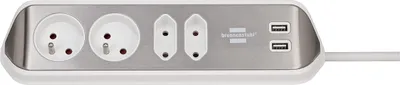 Productafbeelding van brennenstuhl®estilo Hoekverlengsnoer met 4 stopcontacten + 2xUSB, 2 meter; 1153594420