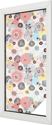 Obrázok produktu pre Vitrážová fólia na okno - 116x50 cm - vitrážový vzor - nepriehľadná dekoratívna fólia na ochranu súkromia - samolepiaca, UV ochrana - farebný kvet