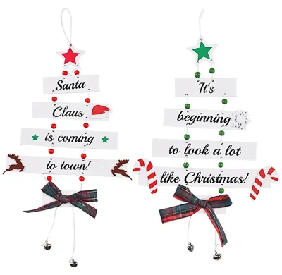 Weihnachtsdekoration 2er-Set, 30x17 cm, zum Aufhängen, wiederverwendbar