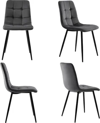 Immagine prodotto di MODFU Set di 4 sedie da pranzo Set da pranzo Sedia imbottita con schienale, solo sedie, senza tavolo, grigio