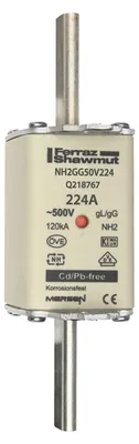 Immagine prodotto di Fusibile NH-ZERO taglia 2, 224A AC500V - Fusibile a bassa tensione HRC NH2 224A NH2GG50V224