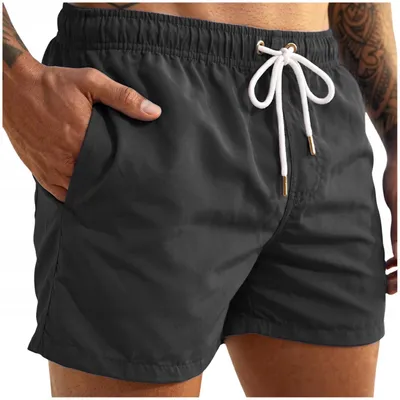 Produktbild von Herren Badeshorts XL - Schwimmhose - Schnelltrocknend - Schwarz - mit Innenslip und Taschen