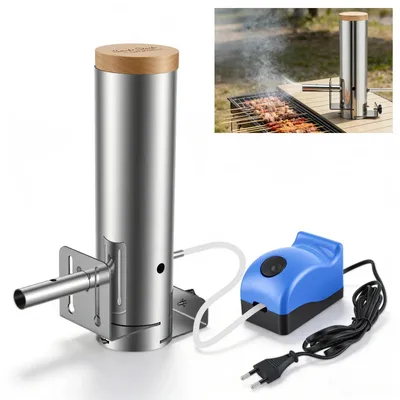 Produktbild von Kaltrauchgenerator für Grill - Elektrischer Pelletsmoker Aufsatz - Zubehör für einstellbare Rauchintensität - Transparentes Gehäuse