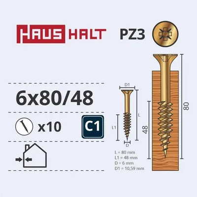 Image de Spanplattenschraube 6,0X80/48 Ylw Zp10Pcs G2