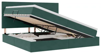 Obrázek produktu pro Postel s úložným prostorem a matrací Tmavě zelená 200 x 200 cm