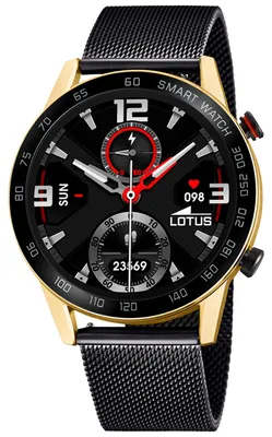 Image de Lotus mens montre multifonction sport élégant en acier inoxydable noir UL50019/1