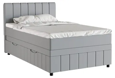 Produktbild von Boxspringbett Einzelbett 120x200, Hellgrau, AVALON, mit Bettkästen, mit Matratze, mit Topper, Panda Möbel