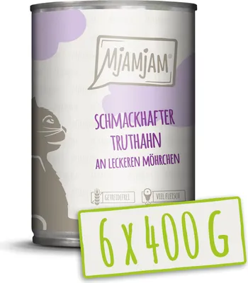 Image de MjAMjAM - 6x400g boîtes de dinde aux carottes nourriture humide pour chats nature