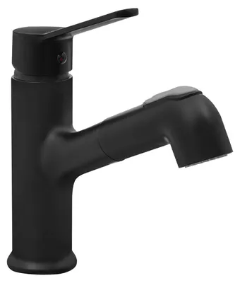 Produktbild von Badarmatur - Ausziehbare Waschtischarmatur - 2 Strahlarten - Aufsatzmontage - Kupfer - 70 cm Anschlussschläuche - Schwarz