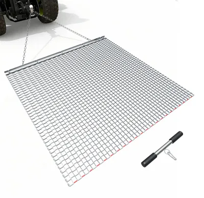 Immagine prodotto di Erpice a strascico VEVOR, 122x122 cm, erpice da prato, erpice da campo in acciaio zincato con catena di traino, attrezzo da montare su ATV, UTV e trattori per livellare strade sterrate, solchi e campi