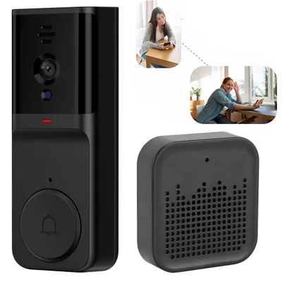 Image de Sonnette sans fil avec caméra et Wi-Fi, étanche, communication bidirectionnelle, application, stockage dans le cloud età distance pour la maison