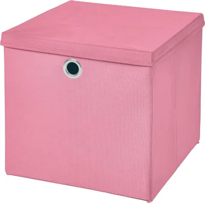 Produktbild von 1 Stück Rosa Faltbox 28 x 28 x 28 cm Aufbewahrungsbox faltbar mit Deckel