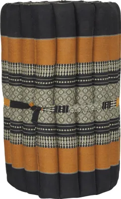 Produktbild von Fine Asianliving Thaimatte Rollbar Kapokfüllung 190x50x4.5cm Schwarz Orange Thai Kissen Meditation Matte Matratze Kapok 301-P04