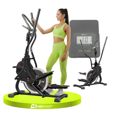 Produktbild von Hop-Sport Cross Stepper für zuhause HS-400B Icon Schwarz - 2-in-1 Crosstrainer und Stepper mit Trainingscomputer - innovatives Trainingsgerät