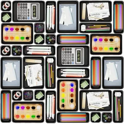 Immagine prodotto di Organizer per cassetti da 25 pezzi per l'ufficio e la casa, 4 misure, portagioie, organizer per il trucco, ufficio e cucina