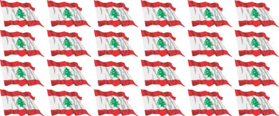 Produktbild von Mini Aufkleber Set - Pack wehend - 33x20mm - selbstklebender Sticker - Libanon - Flagge / Banner / Standarte fürs Auto, Büro, zu Hause und die Schule - 24 Stück